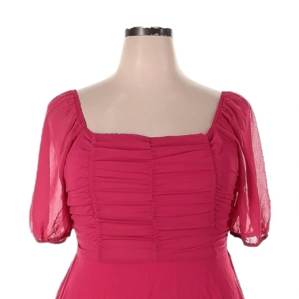 Altar’d State NWT XXL Pink Puff Sleeve Mini Dress Chiffon A-Line Barbiecore